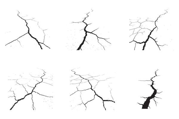 Ground or Land Crack Patterns Illustration on a White Background and Transparent