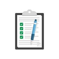 A clipboard with a pen and check list on it vector
