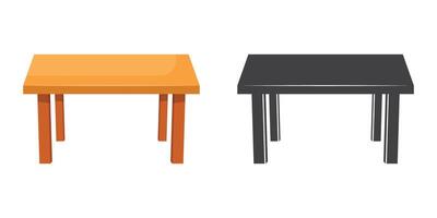 Two small tables with black and orange tops vector