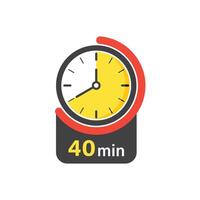 A clock with the words 40 minutes on it vector