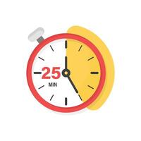 A stopwatch with the time 25 minutes on it vector