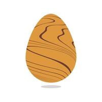 Orange easter egg with brown lines vector