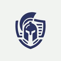 Shield of Power Linear Spartan Collection Logo Design vector