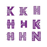 Collection Of Letters H K N vector