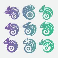 Chameleon Fusion chameleon collection logo vector
