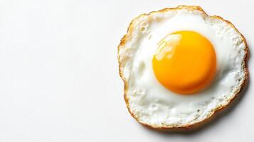 Fried egg with a sunny yolk on a white background. photo
