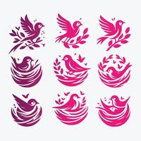 Nest of Tranquility Nesing bird collection logo vector
