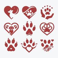 Pawprint Heart Heart paw collection logo vector
