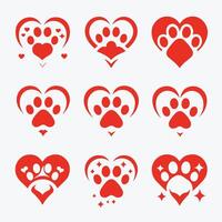 Love in Every Paw Heart paw collection logo vector