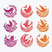 Skyward Nest Nesing bird collection logo vector