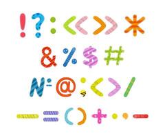 A set of colorful letters and symbols on a white background vector
