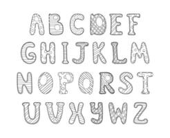 A set of letters and numbers in a doodle style vector