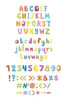 A set of colorful alphabet letters and numbers vector