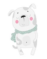 A cartoon dog wearing a scarf and holding a heart vector