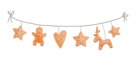 Christmas decorations hanging on a rope vector