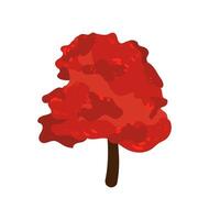 A red tree with leaves on it vector