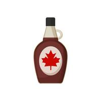Maple syrup bottle with maple leaf icon illustration on a white background vector