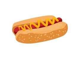 Hot dog with mustard and ketchup illustration vector