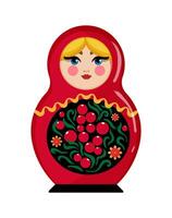A russian doll with berries on a white background vector