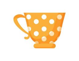 Orange cup with polka dots on white background vector