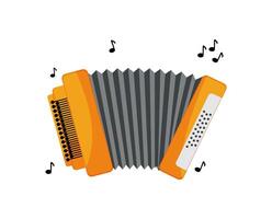 An accordion with music notes and notes around it vector