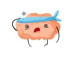 A cartoon brain with a bandana on its head vector