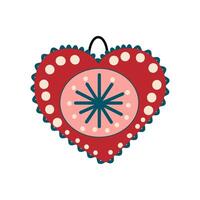 A red heart shaped ornament with a star on it vector