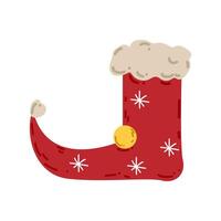 A red christmas boot with snow on it vector