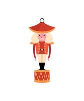 A nutcracker is standing on top of a drum vector