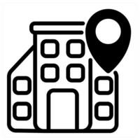 office location and workplace in black duo line vector