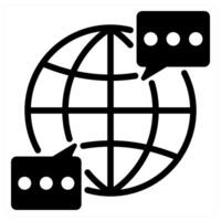 global communication and global network in black duo line vector