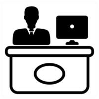 reception and office in black duo line vector