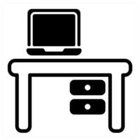 desk and workspace in black duo line vector