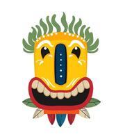 A cartoon mask with a green face and a yellow face vector