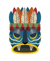 Tiki mask with feathers and feathers on it vector