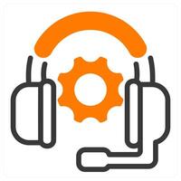 technical support and help in orange and black duo line vector