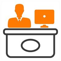reception and office in orange and black duo line vector