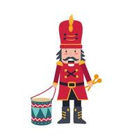 A nutcracker with a drum and a drumstick vector