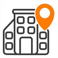office location and workplace in orange and black duo line vector