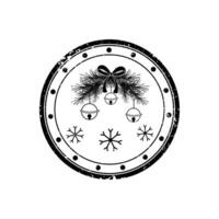 A stamp with a christmas tree and snowflakes vector