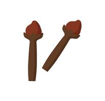 Two wooden sticks with leaves on them vector