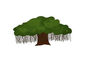 A cartoon tree with long leaves on it vector