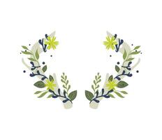 Two wreaths with flowers and leaves on them vector
