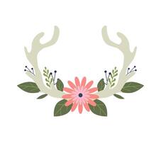 Antlers with flowers and leaves on a white background vector