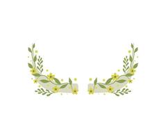 Wreath of yellow flowers and leaves on white background vector