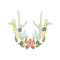 Antlers with flowers and leaves on a white background vector