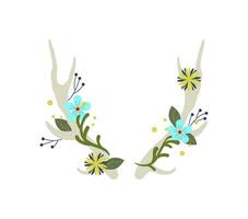 Two antlers with flowers on them vector