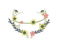 Antlers with flowers and leaves illustration vector