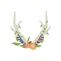 Antlers with flowers and leaves on a white background vector