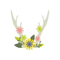 Antlers with flowers and leaves on a white background vector